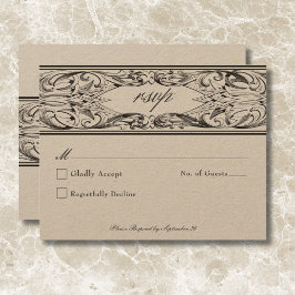 Victorian Fladdermus till Dödssvart och Tan Bröllo OSA Kort