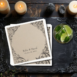 Victorian Fladdermus till Dödssvart och Tan Bröllo Pappersservett