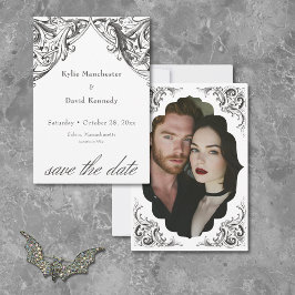 Victorian Fladdermus till Dödssvartvit Bröllop Spara Datumet