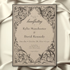 Victorian Fladdermus tills Dödssvart och Tan Handf Inbjudningar