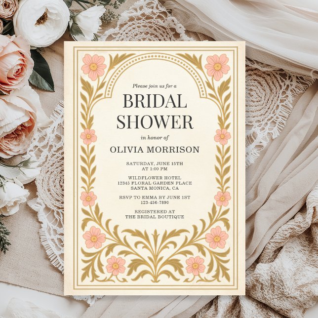 Victorian Floral Art Nouveau Bridal Shower Inbjudningar (Skapare uppladdad)
