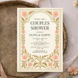 Victorian Floral Art Nouveau Couples Shower Inbjudningar