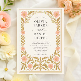 Victorian Floral Art Nouveau Wedding Inbjudningar