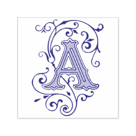 Victorian Flourish Brev A Monogram Självfärgande Stämpel