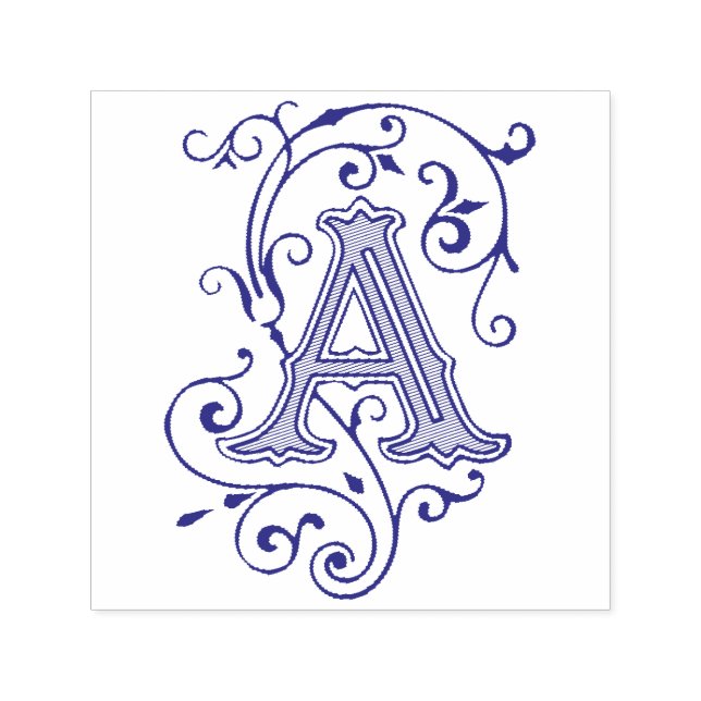 Victorian Flourish Brev A Monogram Självfärgande Stämpel (Design)