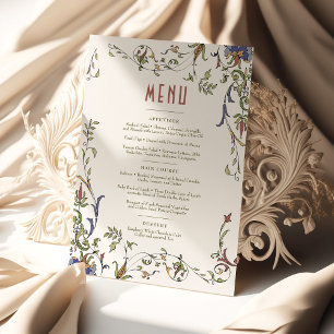 Victorian Flourlies Anpassade Bröllop Menu Inbjudningar