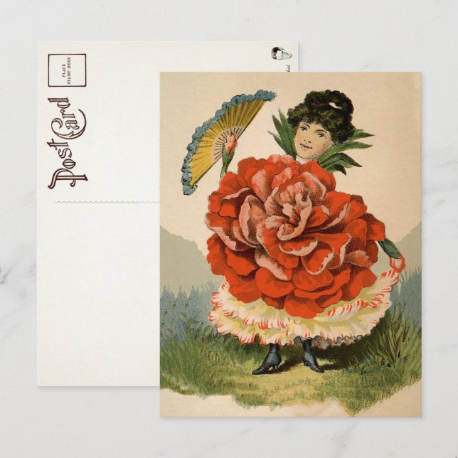 Victorian Flower Girl Postcard  Vykort (Fram/baksida)