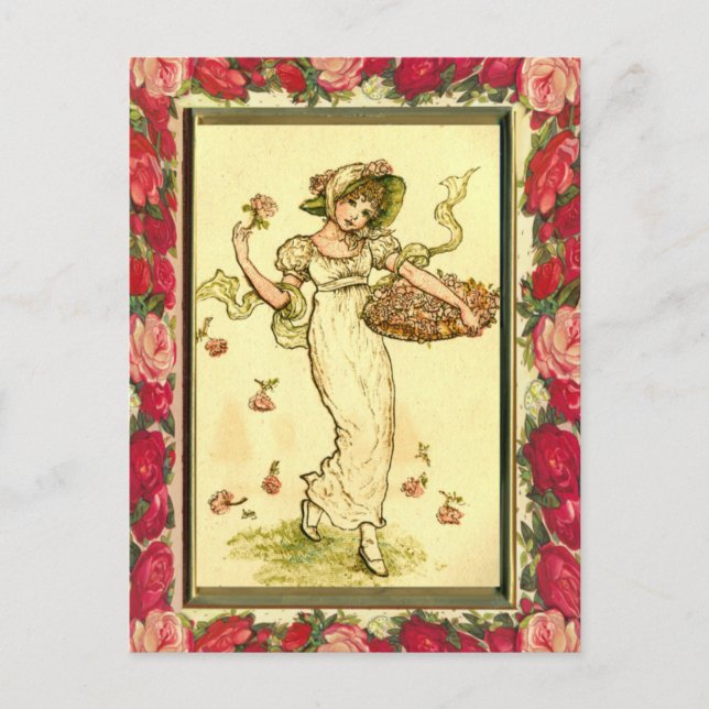 Victorian Flower Girl Vykort (Framsida)