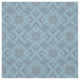 Victorian Flower Lattice Blue Fabric Tyg