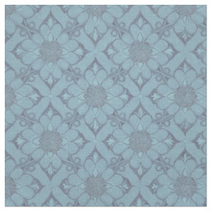 Victorian Flower Lattice Blue Fabric Tyg