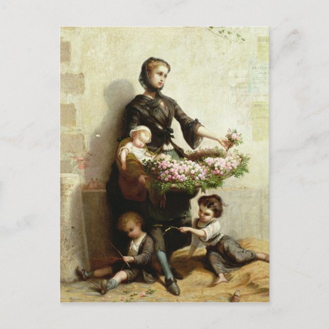 Victorian Flower Seller Vykort (Framsida)