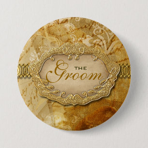 Victorian för brunt "för brudens sida" vintageguld knapp