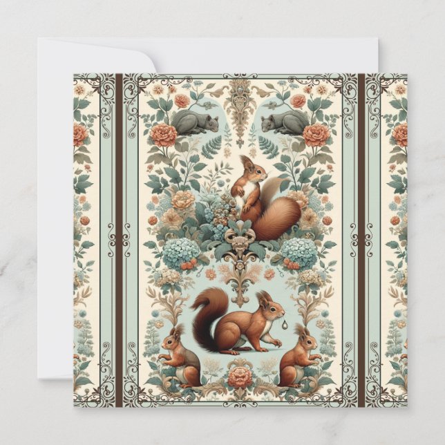 Victorian Forest Squirrel Tapestry Inbjudningar (Framsida)