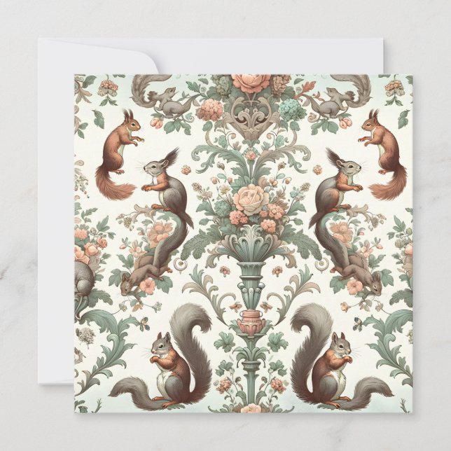 Victorian Forest Squirrel Tapestry Inbjudningar (Framsida)