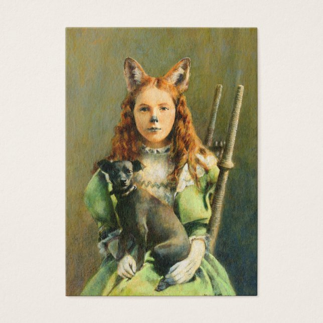 Victorian Fox Girl ACEO Buisness Card Visitkort (Framsidan)