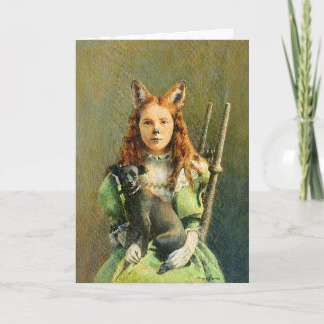 Victorian Fox Girl Hälsning Card Kort (Framsida)