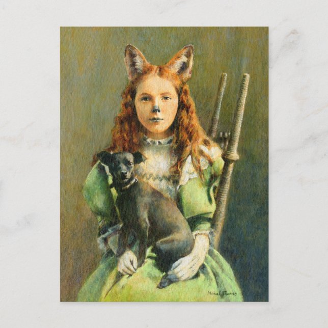 Victorian Fox Girl-vykort Vykort (Framsida)