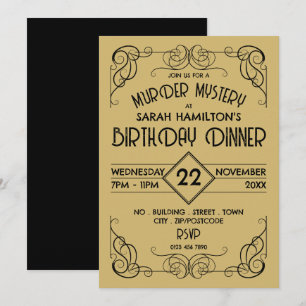 Victorian Framed Era, Murder Myasty Birthday Inbjudningar