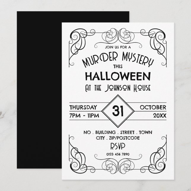 Victorian Framed Era, Murder Myasty Halloween Inbjudningar (Fram/baksida)