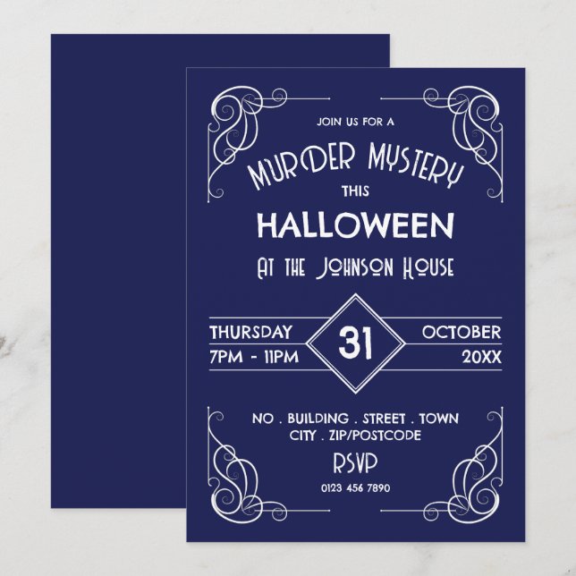 Victorian Framed Era, Murder Myasty Halloween Inbjudningar (Fram/baksida)