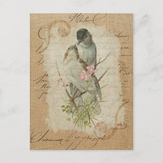 Victorian Fransk Love birds Kärlek Sång Vykort