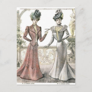 Victorian Fransk Mode Vykort