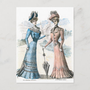 Victorian Fransk Mode Vykort