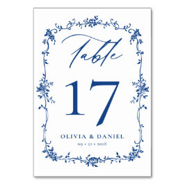 Victorian Fransk Navy Blue Elegant bröllop Bordsnummer