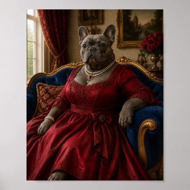 Victorian French Bulldog Duchess Portrait Frenchie Poster (Framsidan)
