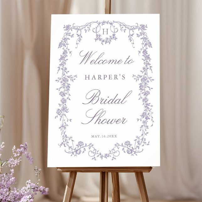 Victorian French Lavender Bridal Shower Welcome Poster (Skapare uppladdad)