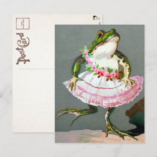 Victorian Frog in Dress Postcard Vykort