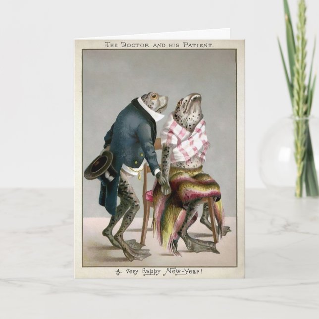 Victorian Frogs Gott nytt år Card Helgkort (Framsida)