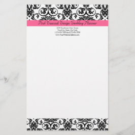 Victorian Fuchsia Rosa and White Damask Brevpapper