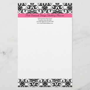 Victorian Fuchsia Rosa and White Damask Brevpapper