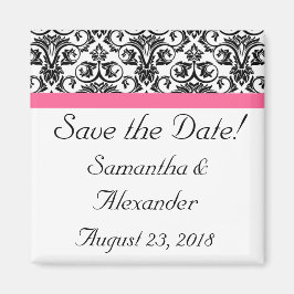 Victorian Fuchsia Rosa and White Damask Magnet