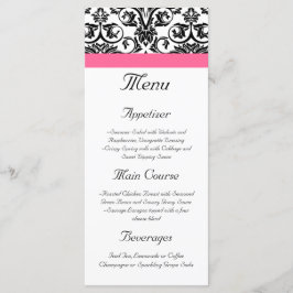 Victorian Fuchsia Rosa and White Damask Menu Meny