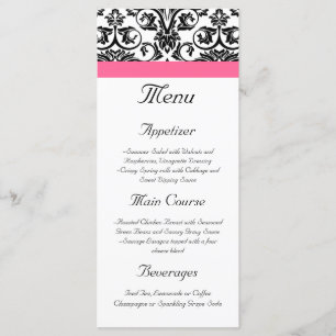 Victorian Fuchsia Rosa and White Damask Menu Meny