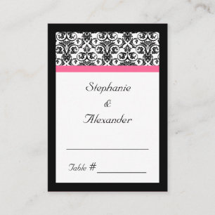Victorian Fuchsia Rosa and White Damask Placeringskort