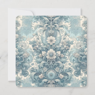 Victorian Garden in Blue Vintage Blommigt Baroqu Inbjudningar