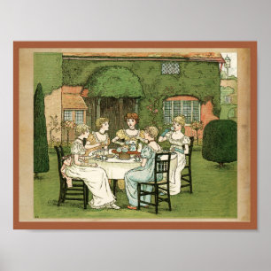 Victorian Garden Party Fem Guests Wall Art Poster