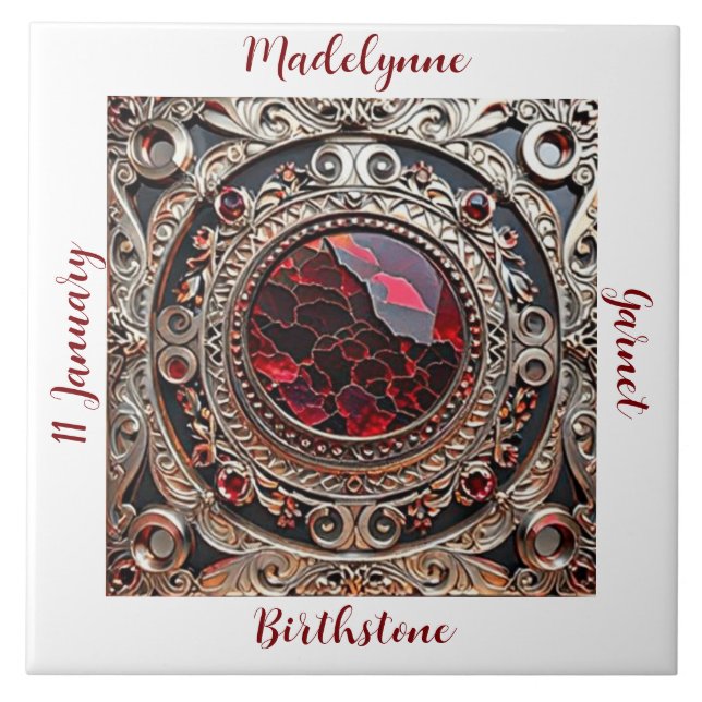 Victorian Garnet January Birthstone Kakelplatta (Framsidan)