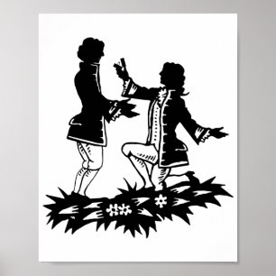 Victorian Gay Man föreslår Älskare silhuette Poster