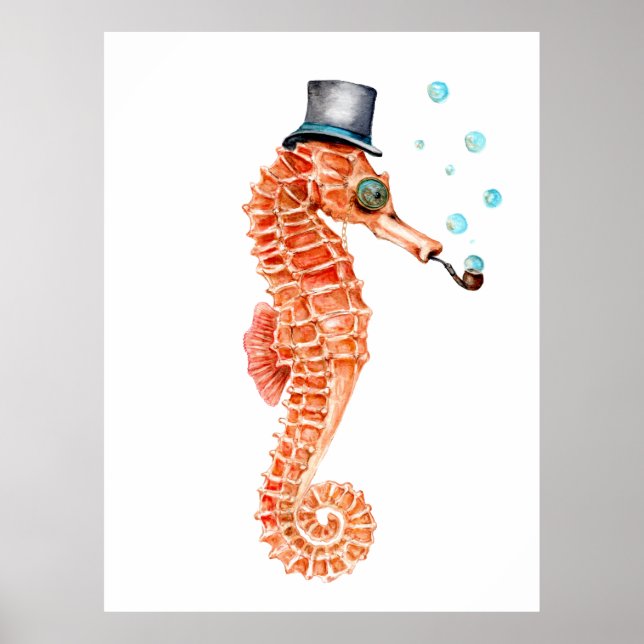 Victorian gentleman Seahorse Poster (Framsidan)