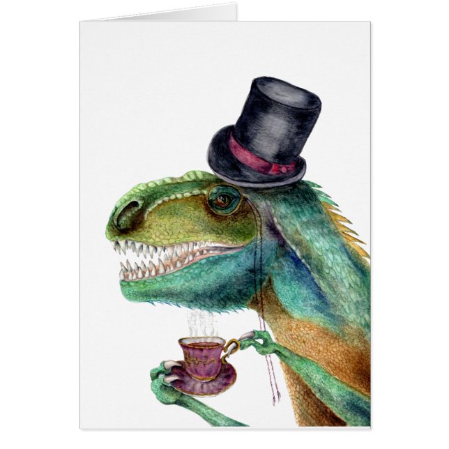 Victorian gentleman Tyrannosaurus Rex Hälsningskort (Framsidan)