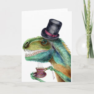Victorian gentleman Tyrannosaurus Rex Helgkort
