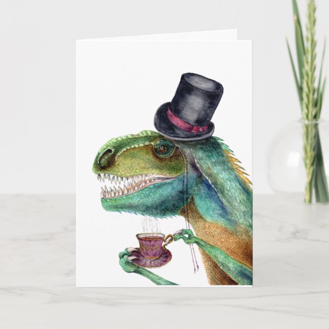 Victorian gentleman Tyrannosaurus Rex Helgkort (Framsida)