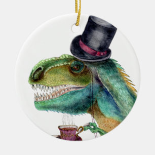 Victorian gentleman Tyrannosaurus Rex Julgransprydnad Keramik