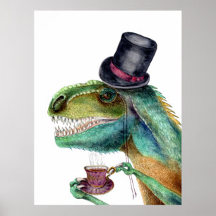 Victorian gentleman Tyrannosaurus Rex Poster