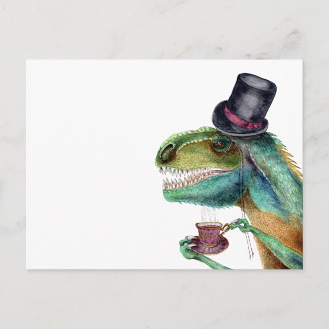 Victorian gentleman Tyrannosaurus Rex Vykort (Framsida)