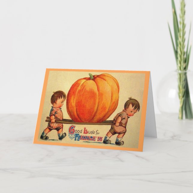 Victorian Giant Pumpkin Halloween-hälsningskort Kort (Framsida)